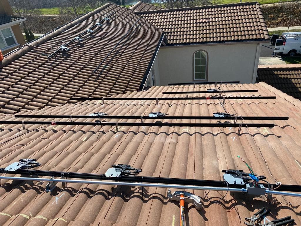 Solar array on shingled residential roof