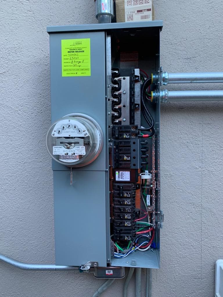 Open electrical breaker panel wiring